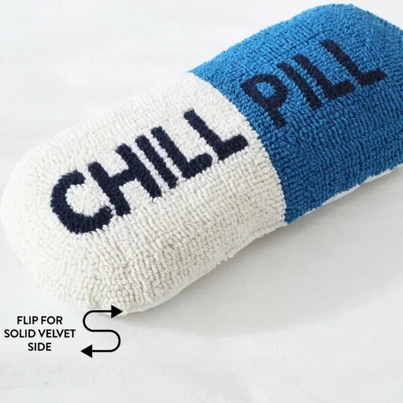 Mainstays 20" x 8" Chill Pill Decorative Pillow, Vanilla and Cobalt Blue - Picture 4 of 4